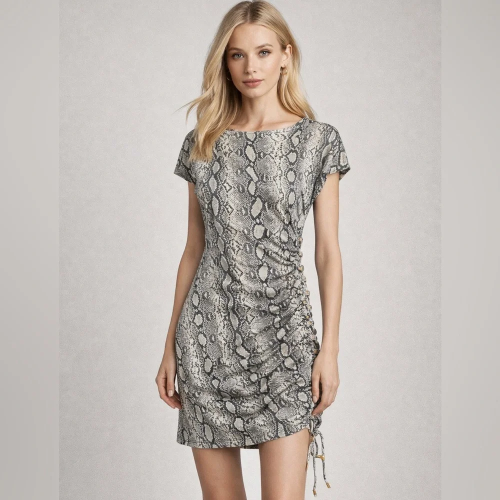 Michael Kors Black and Cream Patterned Dress XS